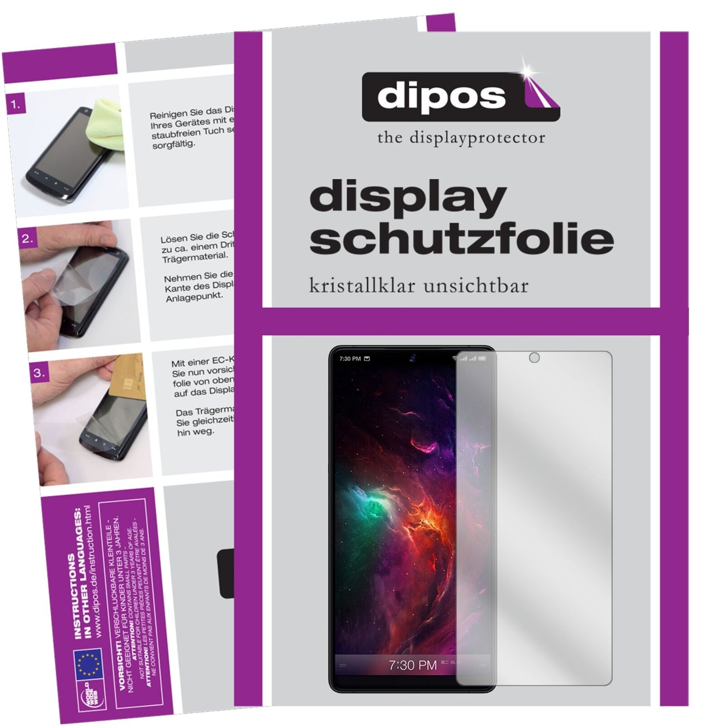 SmartisanNut R1 mit aufgebrachter dipos Displayschutzfolie, glasklare Darstellung ohne Einschränkungen