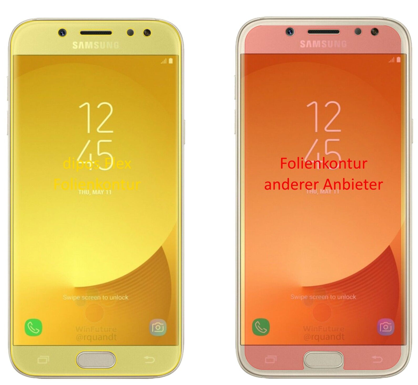 3x 3D Full Cover Schutzfolie für Samsung Galaxy J5 Pro (2017)