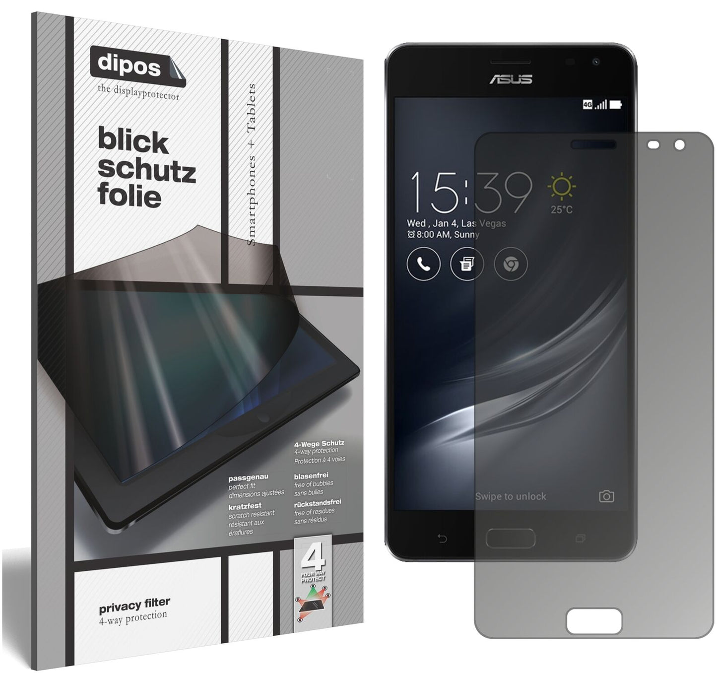 Blickschutzfolie für ASUS ZenFone Ares ZS572KL matt Schutzfolie Privacy