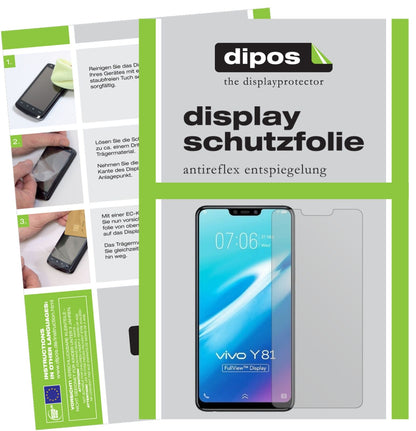 VivoY81 mit aufgebrachter dipos Displayschutzfolie, die lästige Fingerabdrücke minimiert