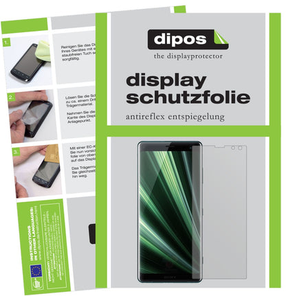 SonyXperia XZ3 mit aufgebrachter dipos Displayschutzfolie, die lästige Fingerabdrücke minimiert