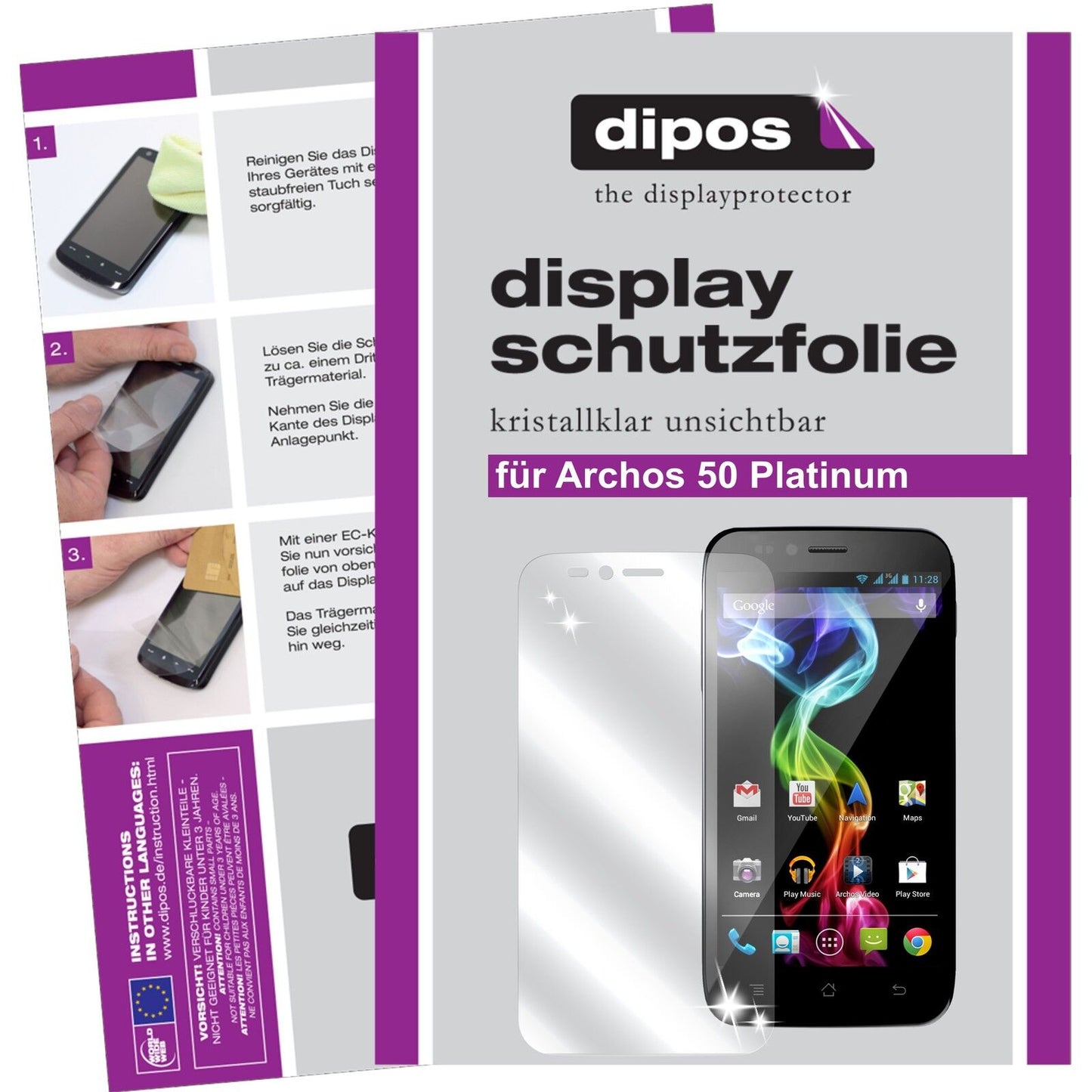 2x Schutzfolie klar für 50 Platinum Archos Display-Schutzfolie