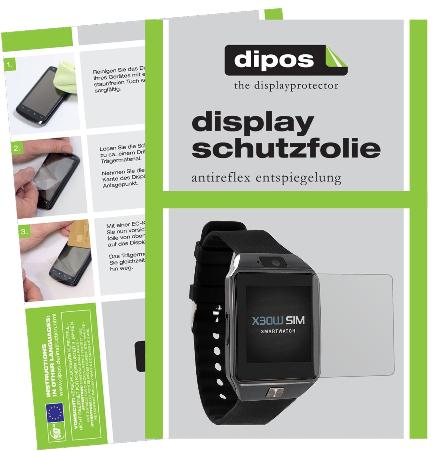 5x Schutzfolie matt für X-Watch X30W Smartwatch Display-Schutzfolie