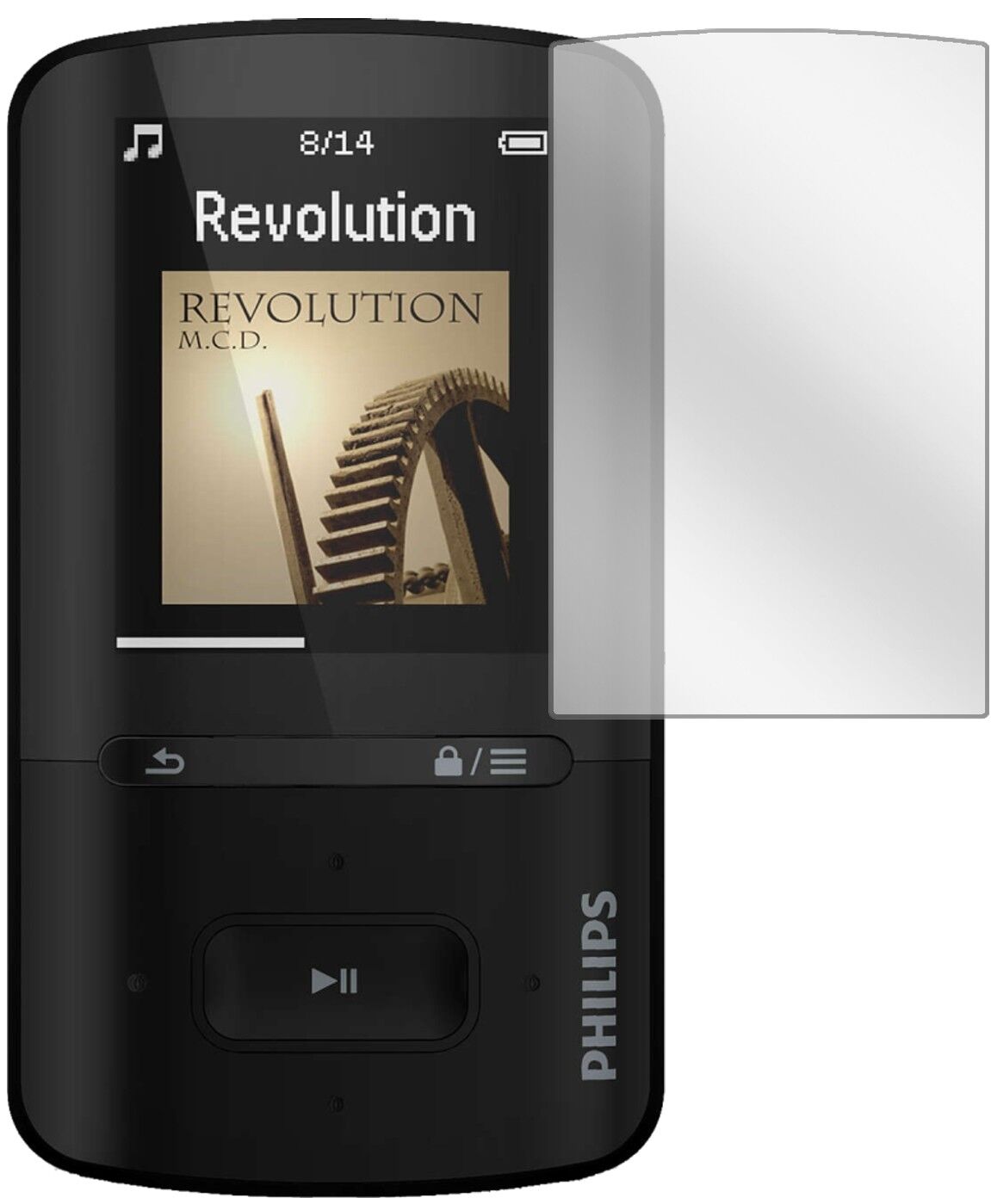 Klare Displayschutzfolie von dipos passend für Philips SA4VBE04KN12 GoGear Vibe, präziser Zuschnitt und blasenfrei montiert