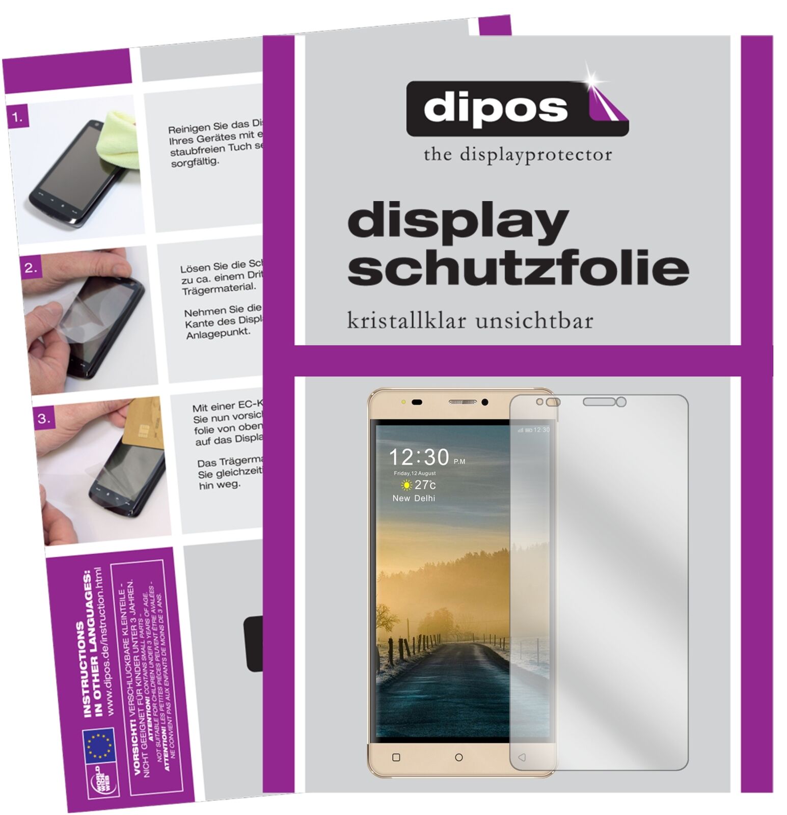 GooweelG9 mit aufgebrachter dipos Displayschutzfolie, glasklare Darstellung ohne Einschränkungen