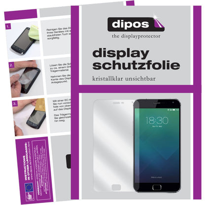 Klare Displayschutzfolie von dipos passend für MX4 Pro Meizu, präziser Zuschnitt und blasenfrei montiert