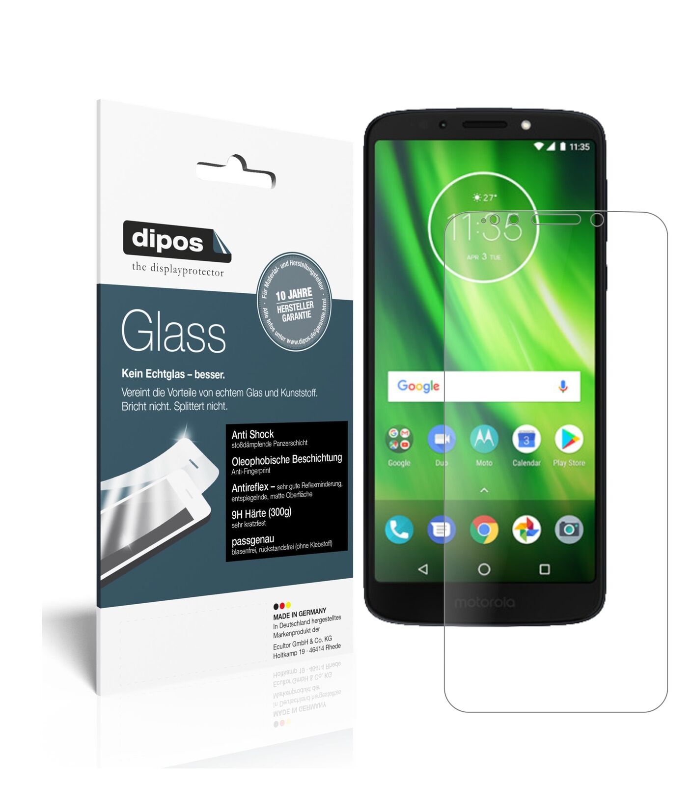 1x 9H Schutzfolie matt für Lenovo Moto G6 Play Panzerfolie