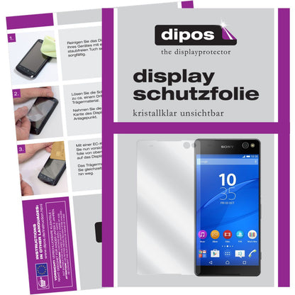 Klare Displayschutzfolie von dipos passend für Xperia C5 Ultra Sony, präziser Zuschnitt und blasenfrei montiert