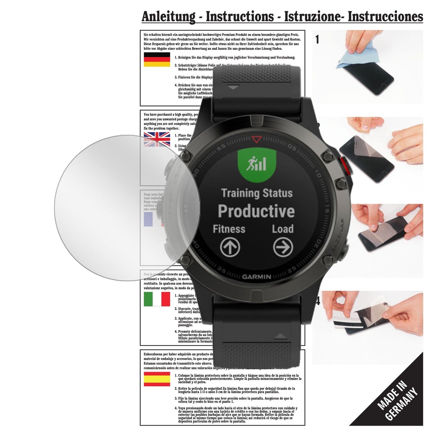 6x Screen Protector for Garmin Fenix 5 Crystal Clear