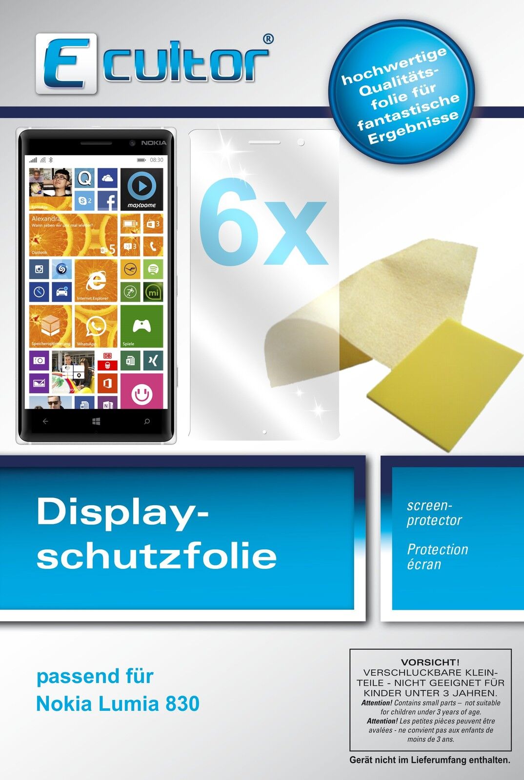 6x Schutzfolie klar für Lumia 830 Nokia Display-Schutzfolie