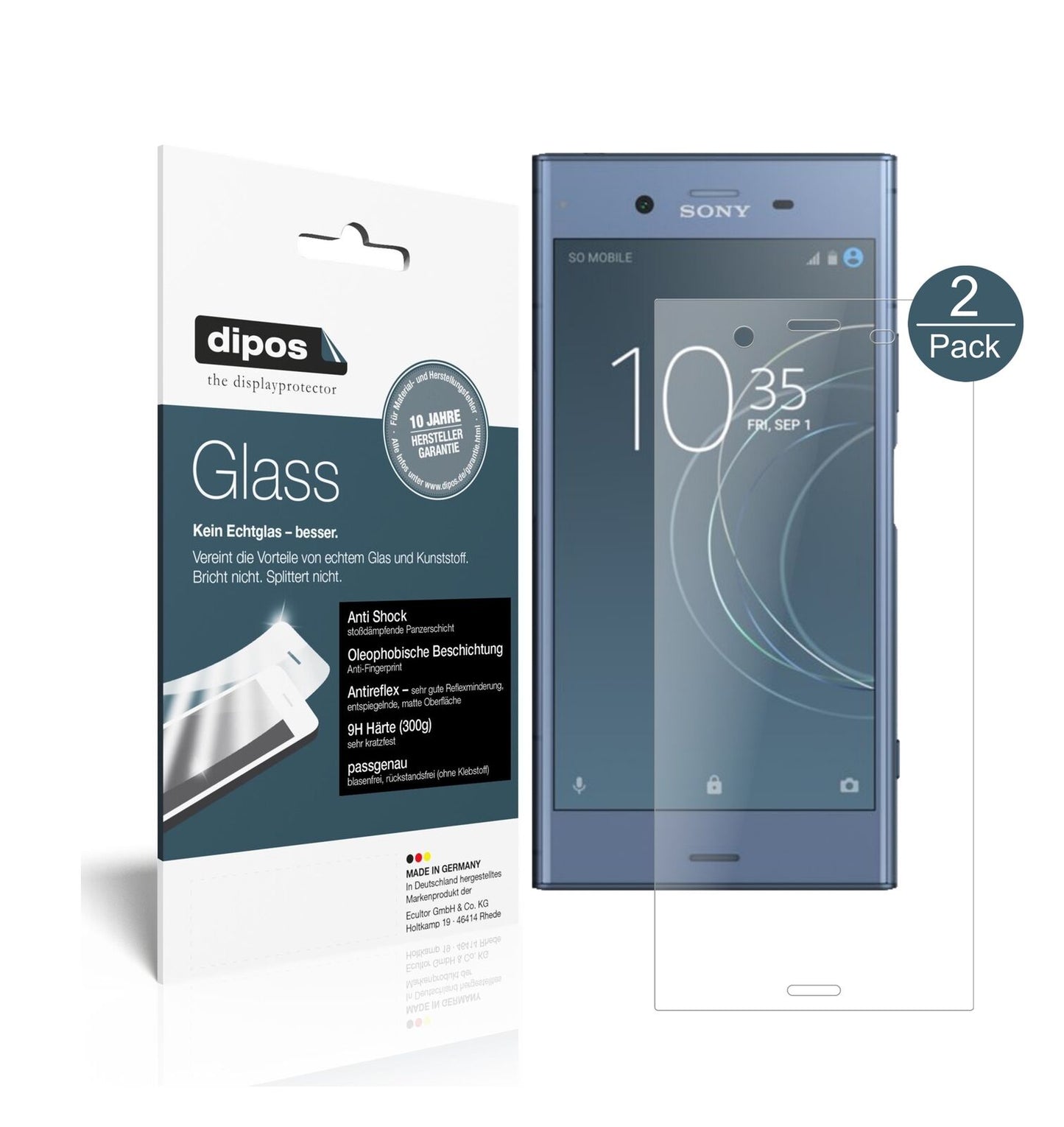 1x 9H Schutzfolie matt für Sony Xperia XZ1 Panzerfolie