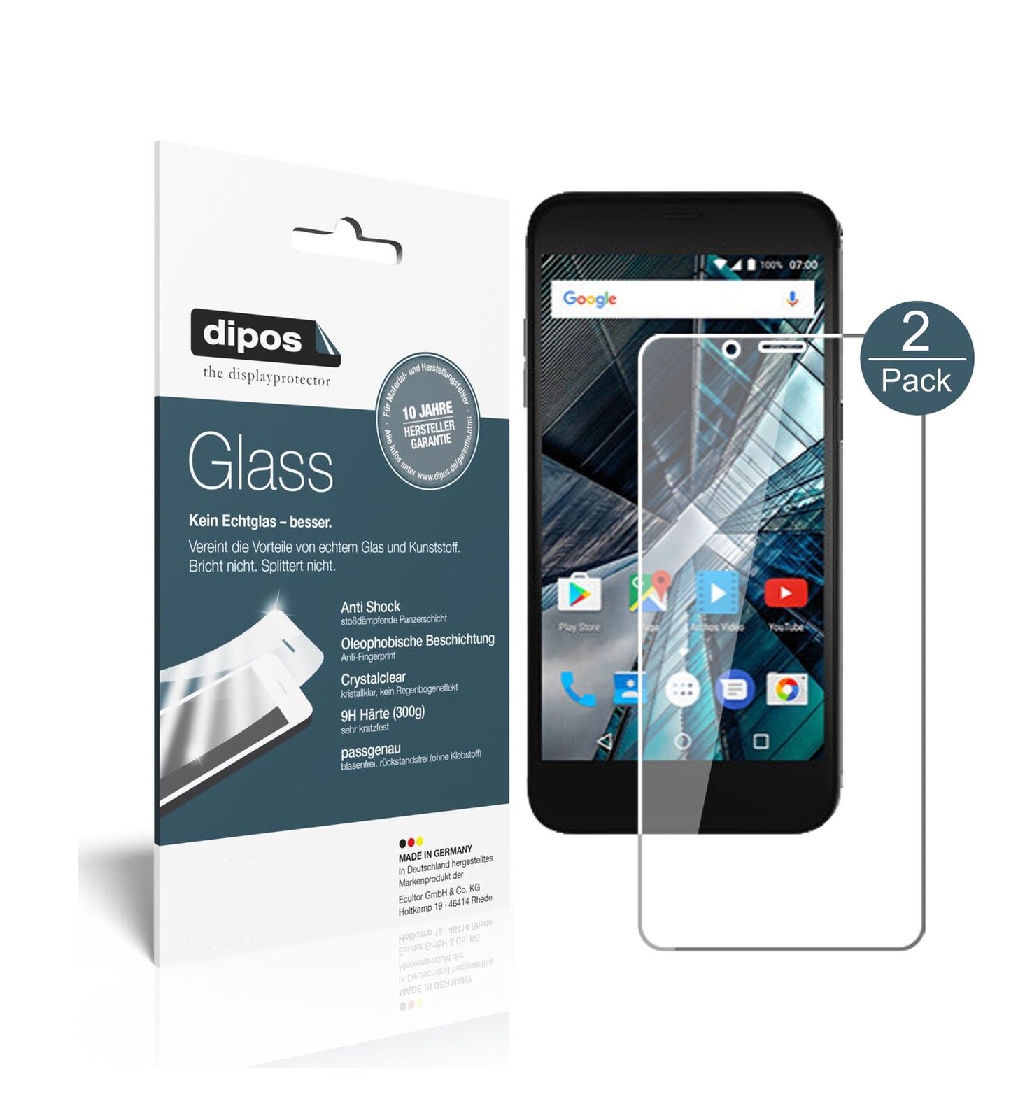 1x 9H Schutzfolie für Archos Sense 50 DC Panzerfolie