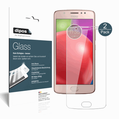 2x 9H Clear Screen Protector for Lenovo Moto E4 – Shatterproof, Crystal Clear | dipos