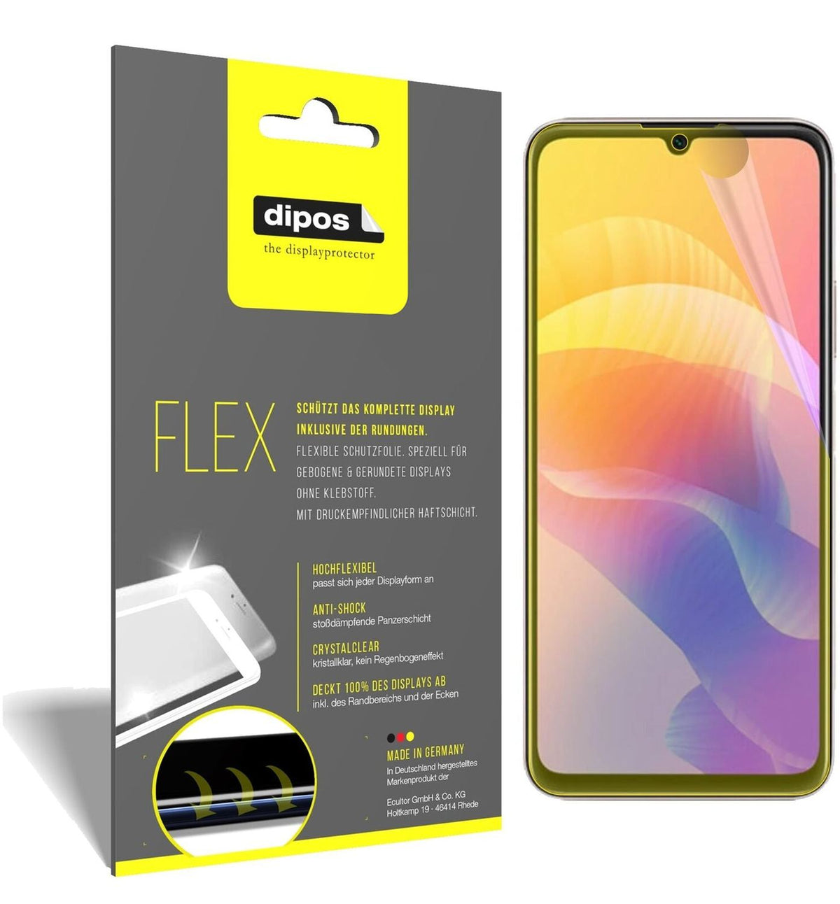 2x Full Cover Screen Protector for Huawei Enjoy 20 5G – Covers Curved Edges | dipos