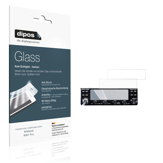 2x Screen Protector for Midland 8001 Pro matte Flexible Glass 9H dipos