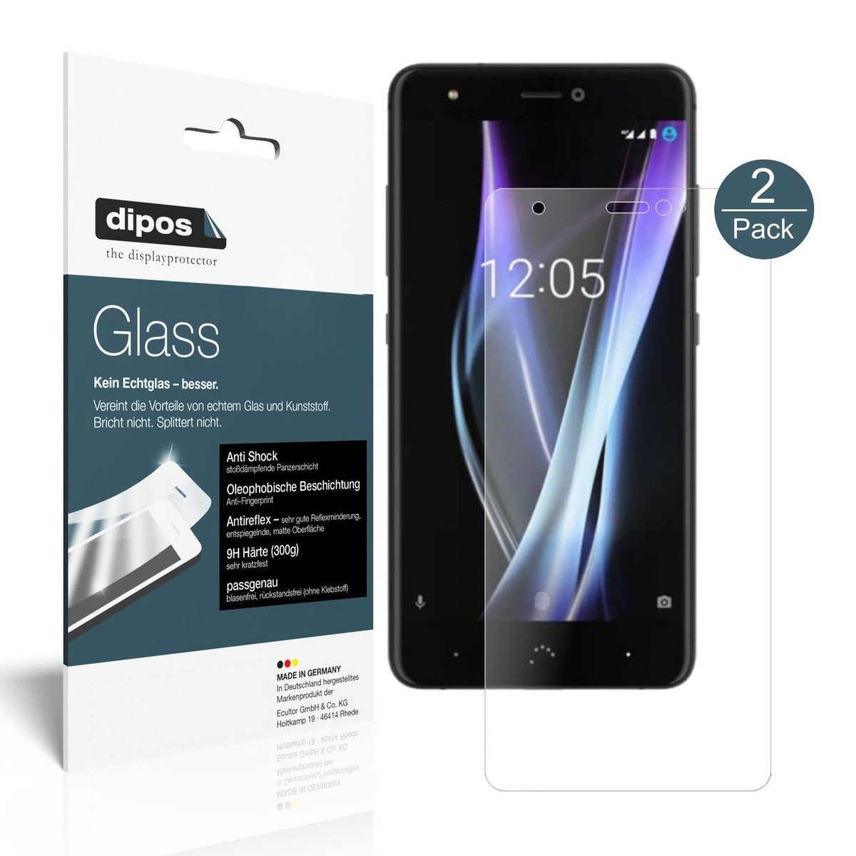 2x Screen Protector for BQ Aquaris X Pro matte Flexible Glass 9H dipos
