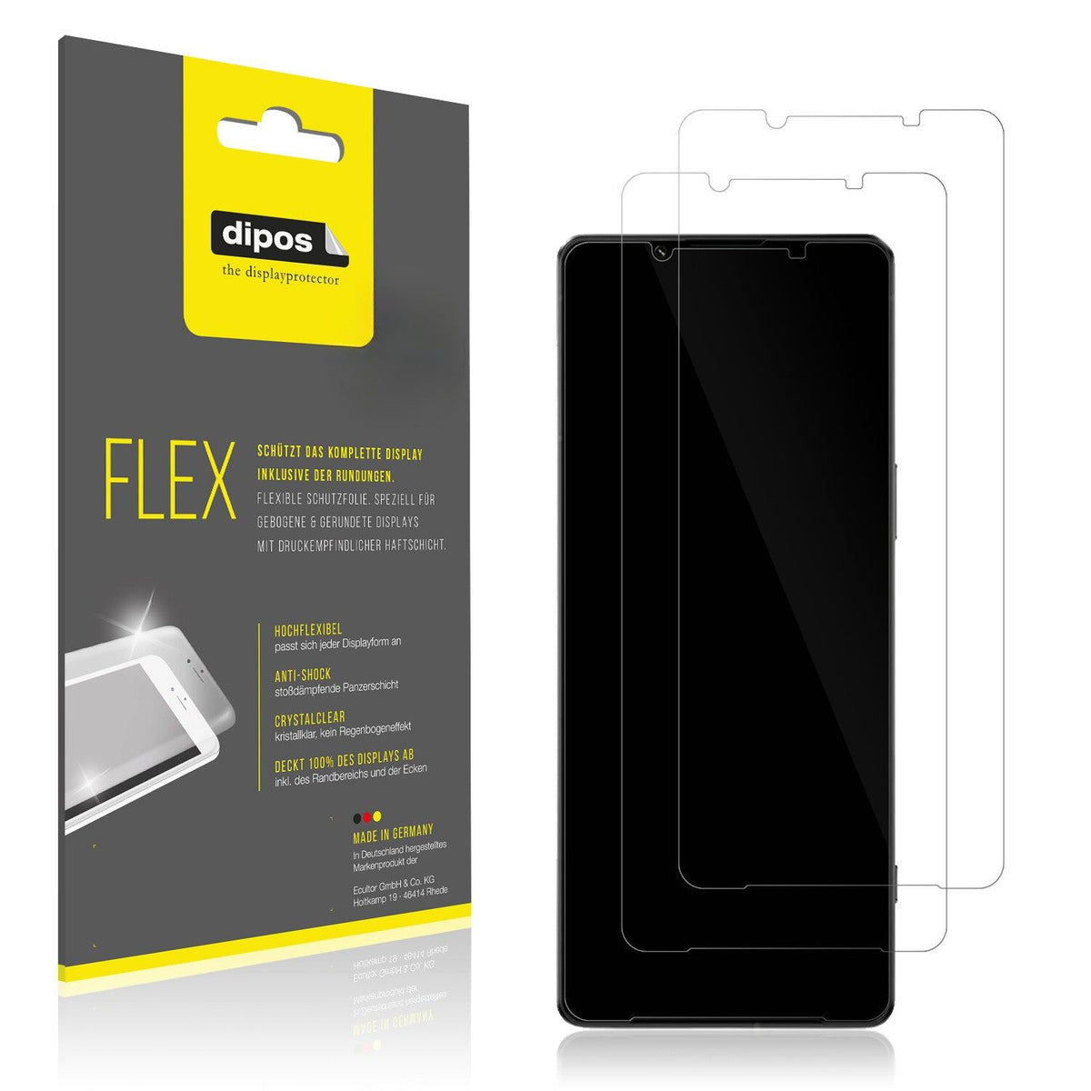 3x Screen Protector for Sony Xperia 1 IV Protective Film covers 100% dipos Flex