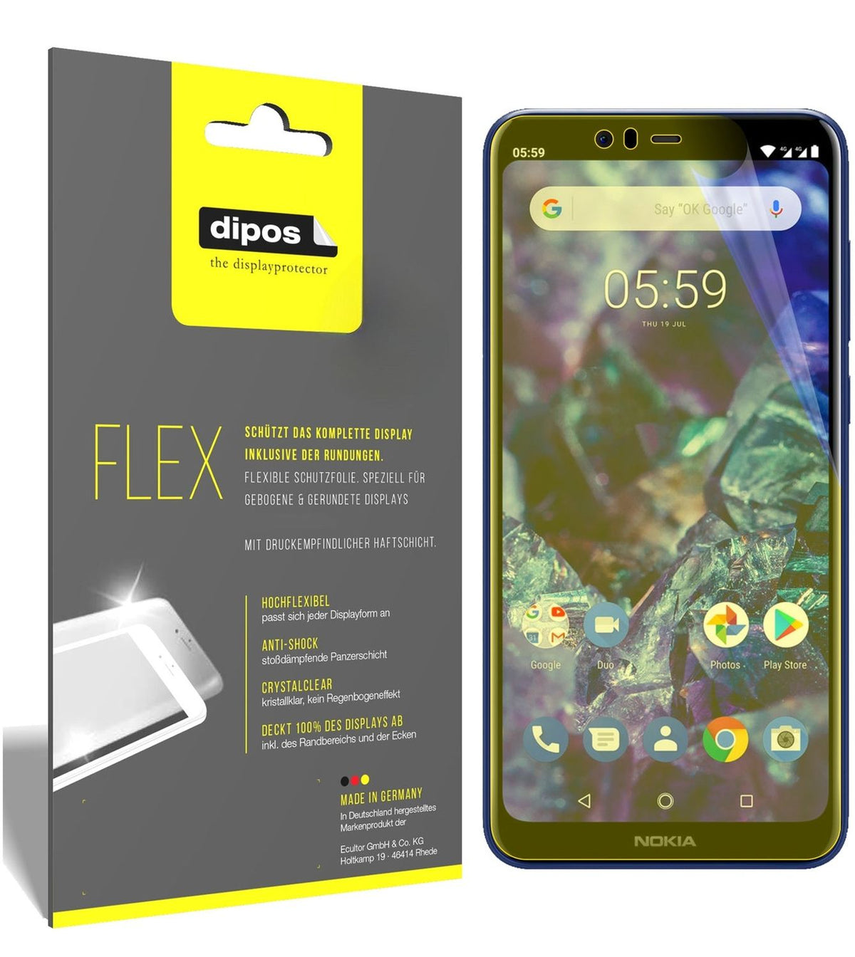 2x Screen Protector for Nokia 5.1 Plus Protective Film covers 100% dipos Flex