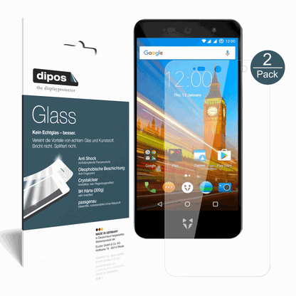 2x 9H Clear Screen Protector for Wileyfox Swift 2X – Shatterproof, Crystal Clear | dipos