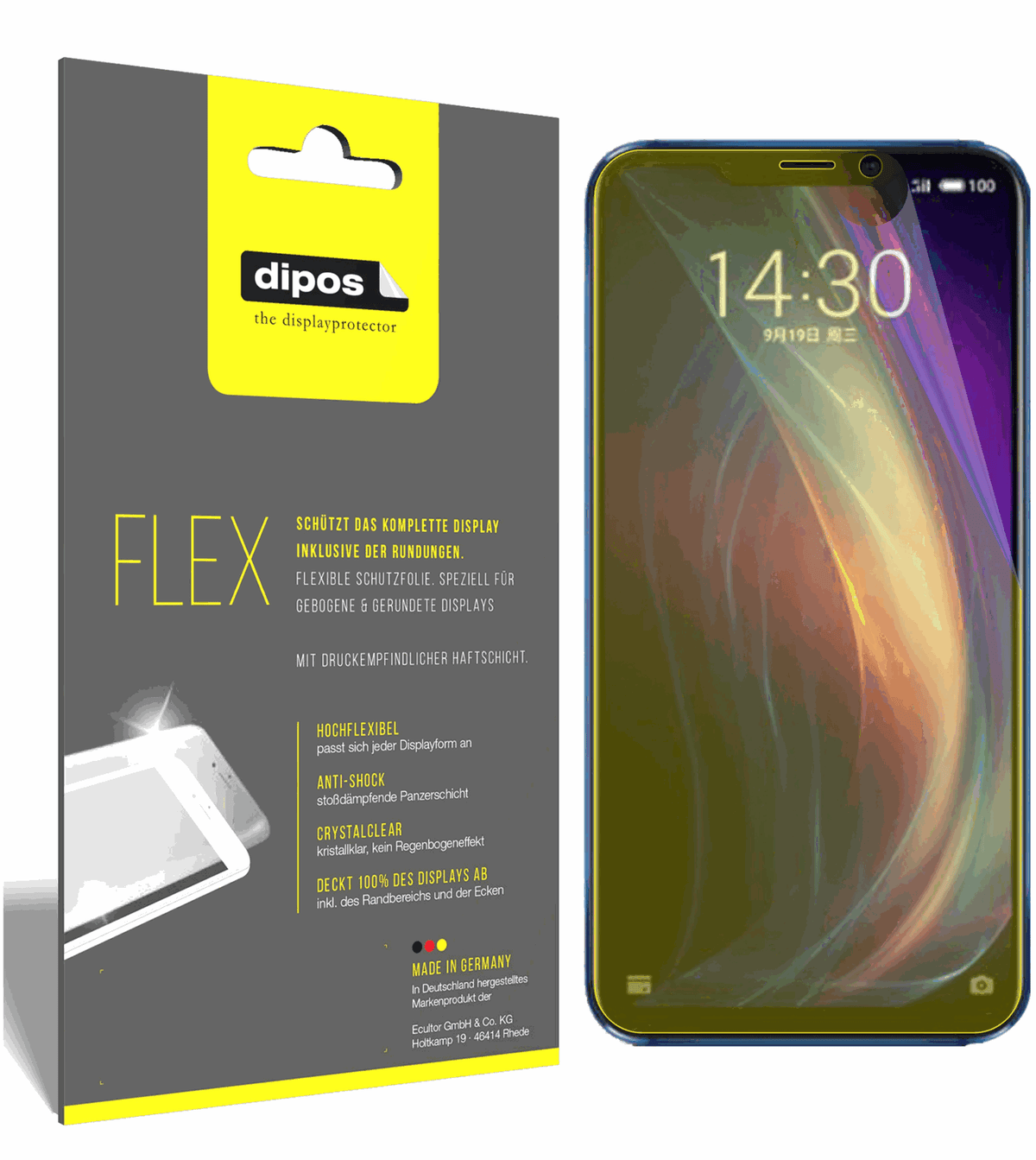 3x Screen Protector for Meizu X8 Protective Film covers 100% dipos Flex
