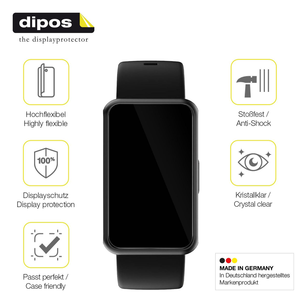 Dünne und klare Folie passend zugeschnitten für Asmoda Fitnesstracker 1,47 Zoll