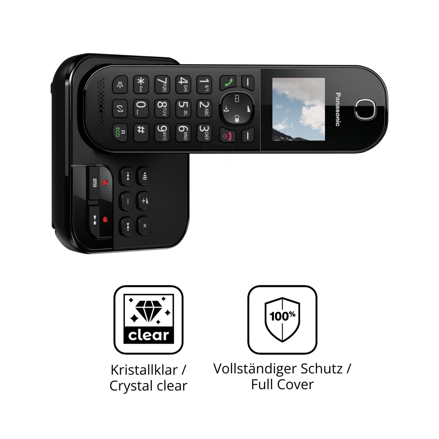 Dünne und klare Folie passend zugeschnitten für Panasonic KX-TGC422