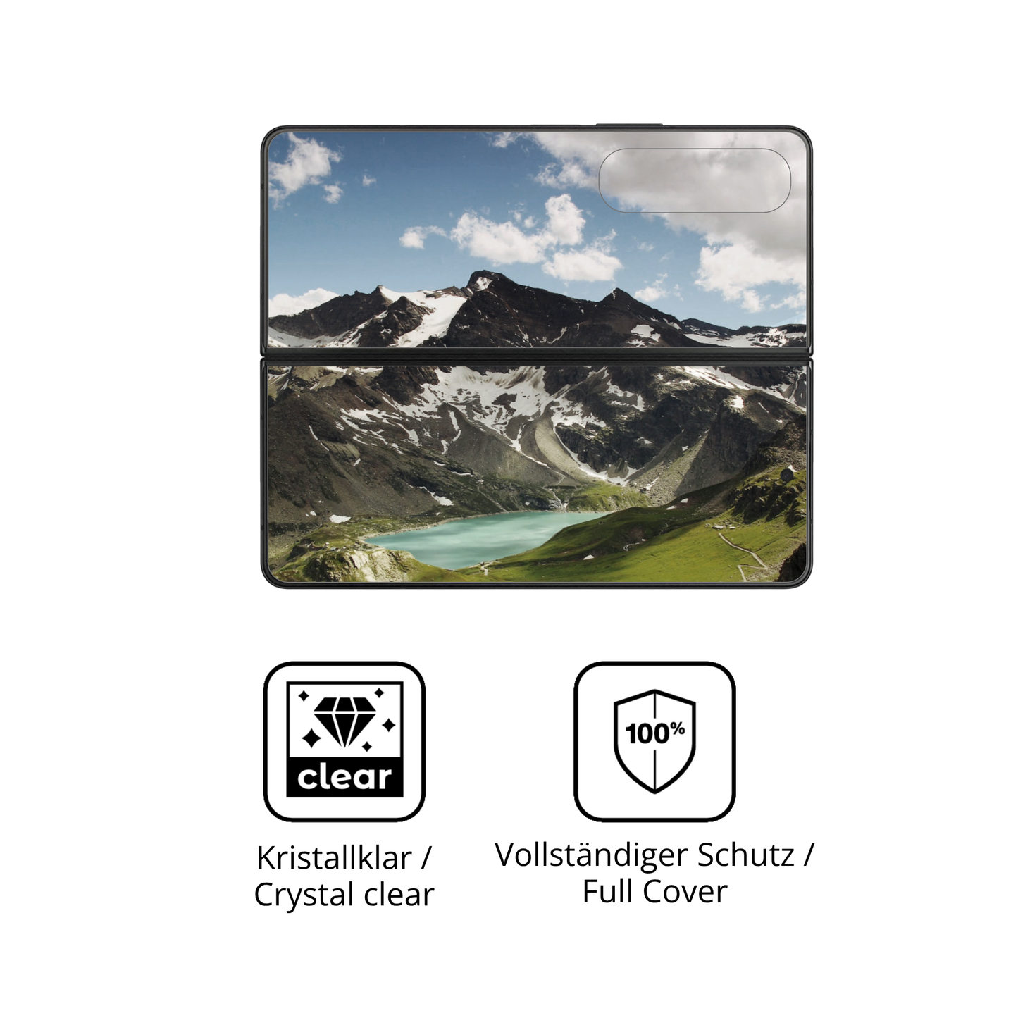 D�nne und klare Folie passend zugeschnitten f�r Samsung Galaxy Z Fold 4 Aussenseite