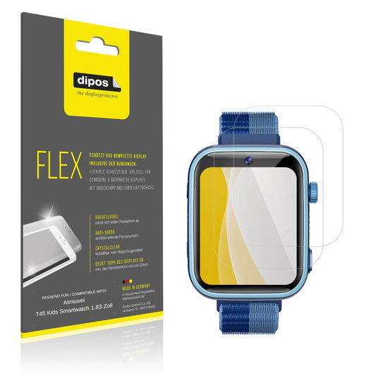Klare Displayschutzfolie von dipos passend für Aimiuvei T45 Kids Smartwatch 1.83 Zoll, 100% Displayabdeckung und blasenfreie Montage