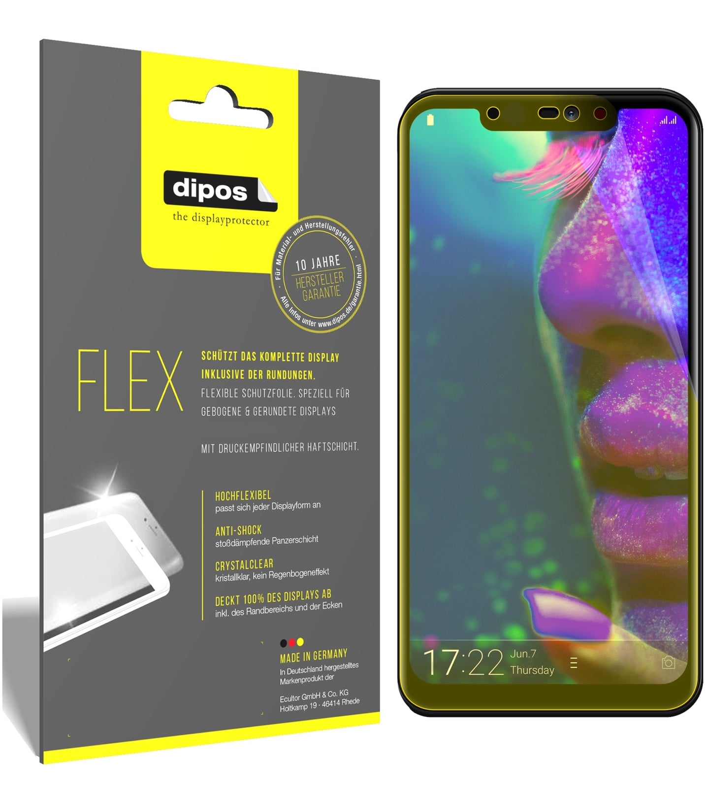 Klare Displayschutzfolie von dipos passend für Allview Soul X5 Pro, 100% Displayabdeckung und blasenfreie Montage