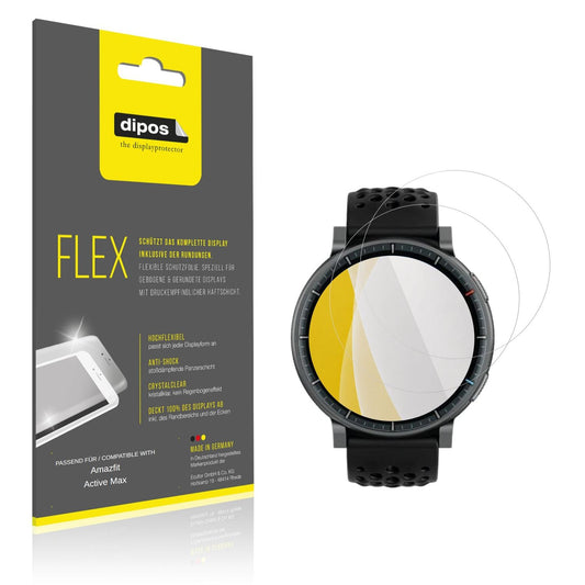 Klare Displayschutzfolie von dipos passend für Amazfit Active Max, 100% Displayabdeckung und blasenfreie Montage