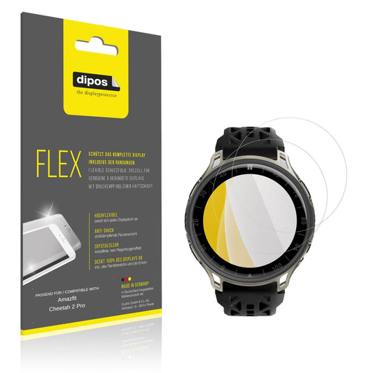 Klare Displayschutzfolie von dipos passend für Amazfit Cheetah 2 Pro, 100% Displayabdeckung und blasenfreie Montage