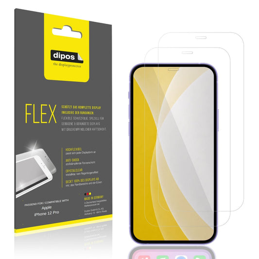 Klare Displayschutzfolie von dipos passend für Apple iPhone 12 Pro, 100% Displayabdeckung und blasenfreie Montage