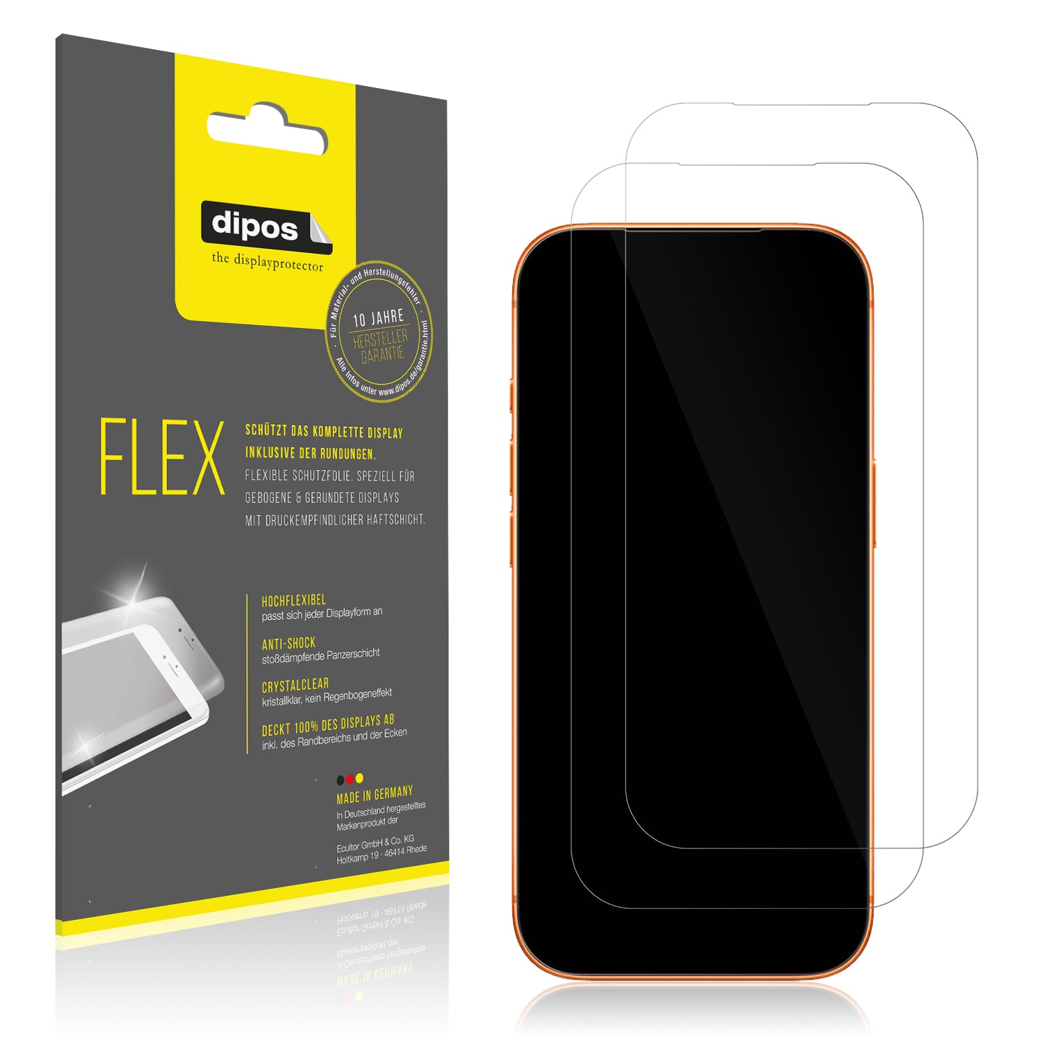 Klare Displayschutzfolie von dipos passend für Apple iPhone 17 Pro Max, 100% Displayabdeckung und blasenfreie Montage