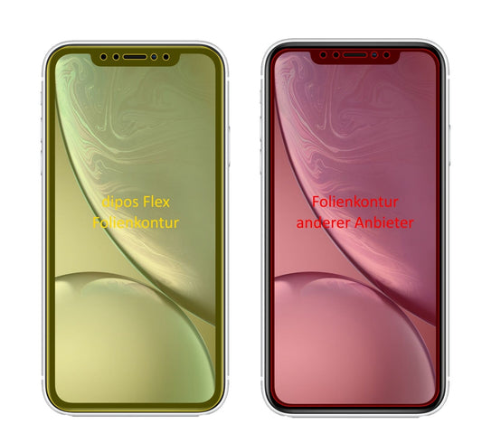 Klare Displayschutzfolie von dipos passend für Apple iPhone XR, 100% Displayabdeckung und blasenfreie Montage