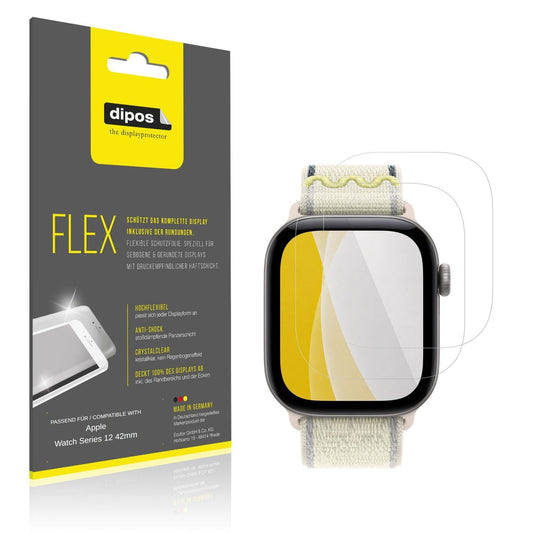Klare Displayschutzfolie von dipos passend für Apple Watch Series 12 42mm, 100% Displayabdeckung und blasenfreie Montage
