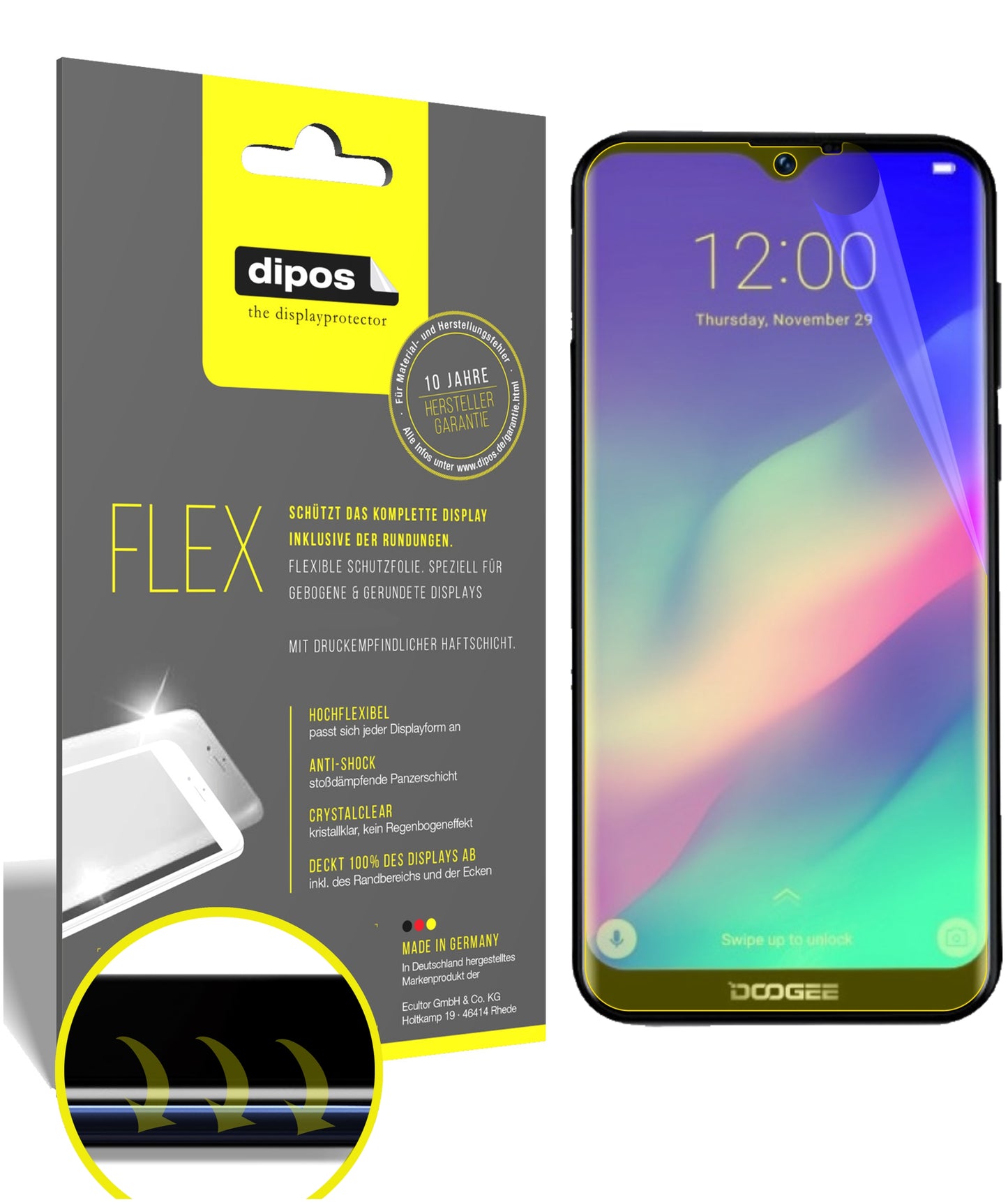 Klare Displayschutzfolie von dipos passend für Archos Oxygen 57, 100% Displayabdeckung und blasenfreie Montage