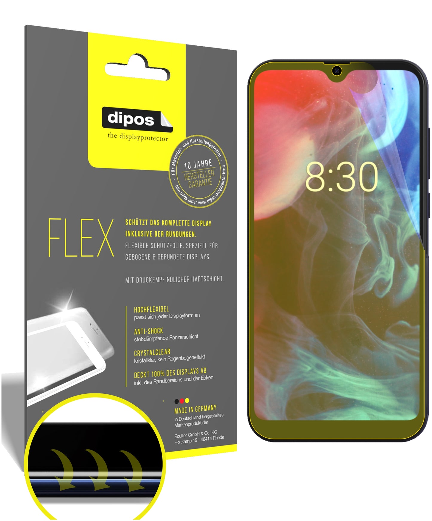 Klare Displayschutzfolie von dipos passend für Archos Oxygen 63, 100% Displayabdeckung und blasenfreie Montage