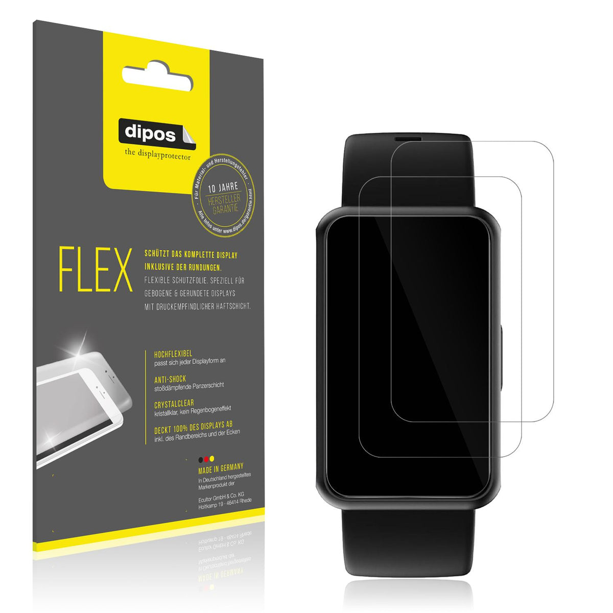 Klare Displayschutzfolie von dipos passend für Asmoda Fitnesstracker 1,47 Zoll, 100% Displayabdeckung und blasenfreie Montage