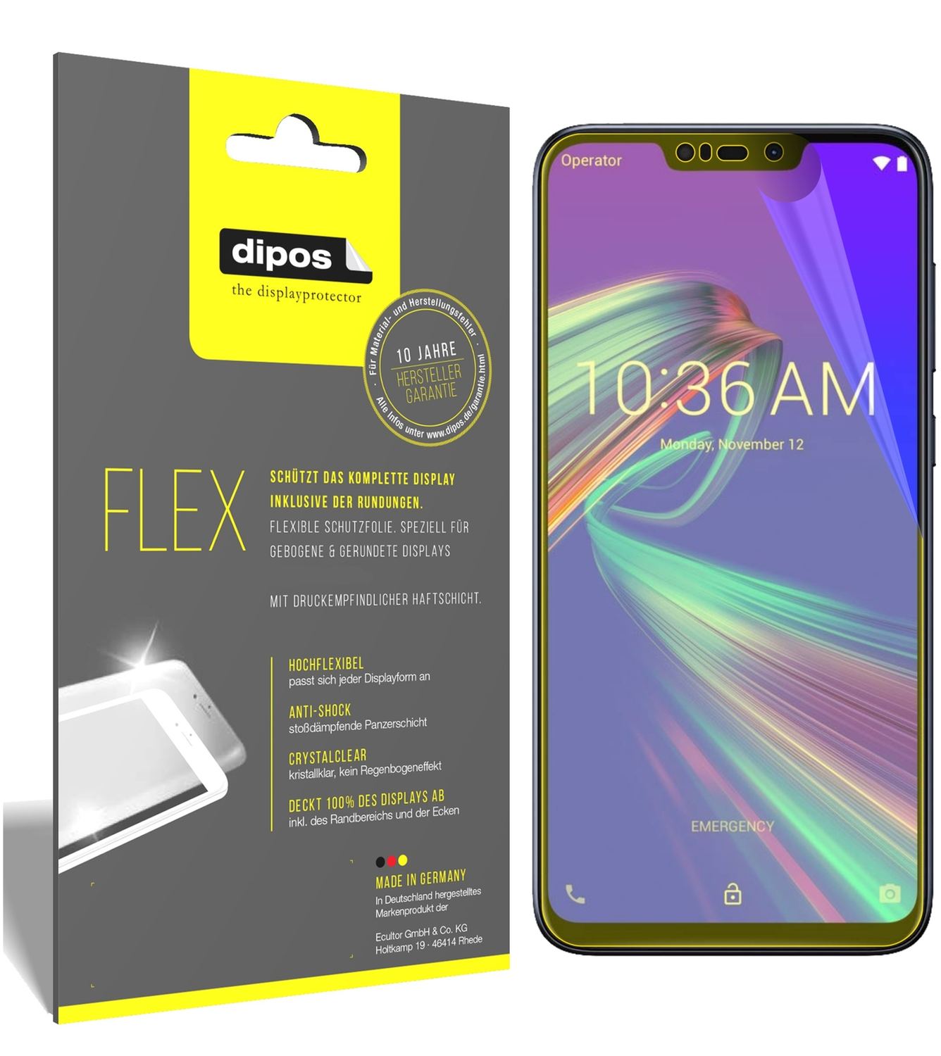 Klare Displayschutzfolie von dipos passend für Asus ZenFone Max (M2), 100% Displayabdeckung und blasenfreie Montage