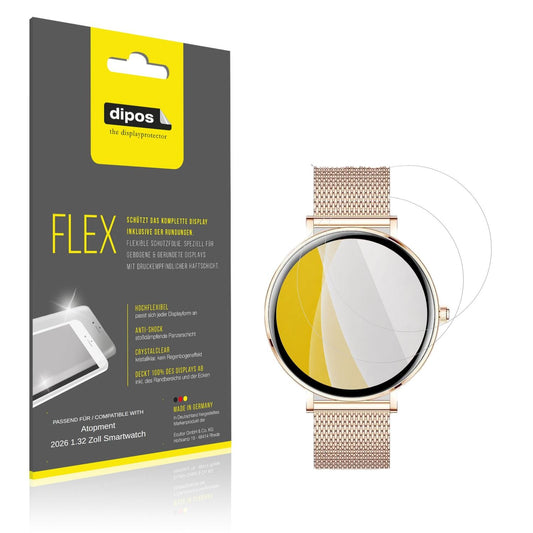Klare Displayschutzfolie von dipos passend für Atopment 2026 1.32 Zoll Smartwatch, 100% Displayabdeckung und blasenfreie Montage