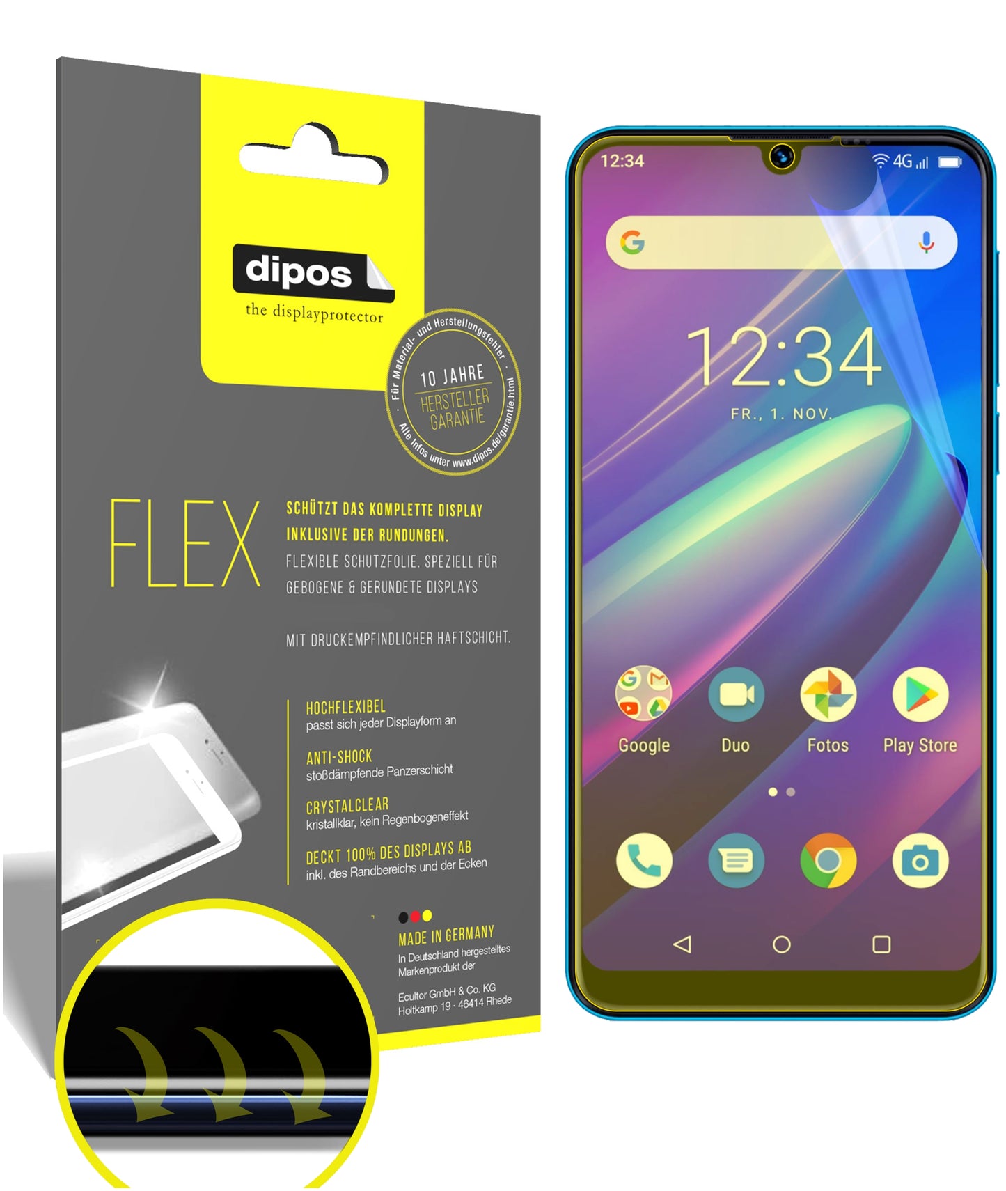 Klare Displayschutzfolie von dipos passend für Beafon M6, 100% Displayabdeckung und blasenfreie Montage