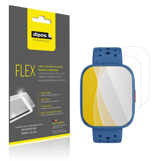 Klare Displayschutzfolie von dipos passend für BIGGERFIVE BW02 1.8 Zoll, 100% Displayabdeckung und blasenfreie Montage
