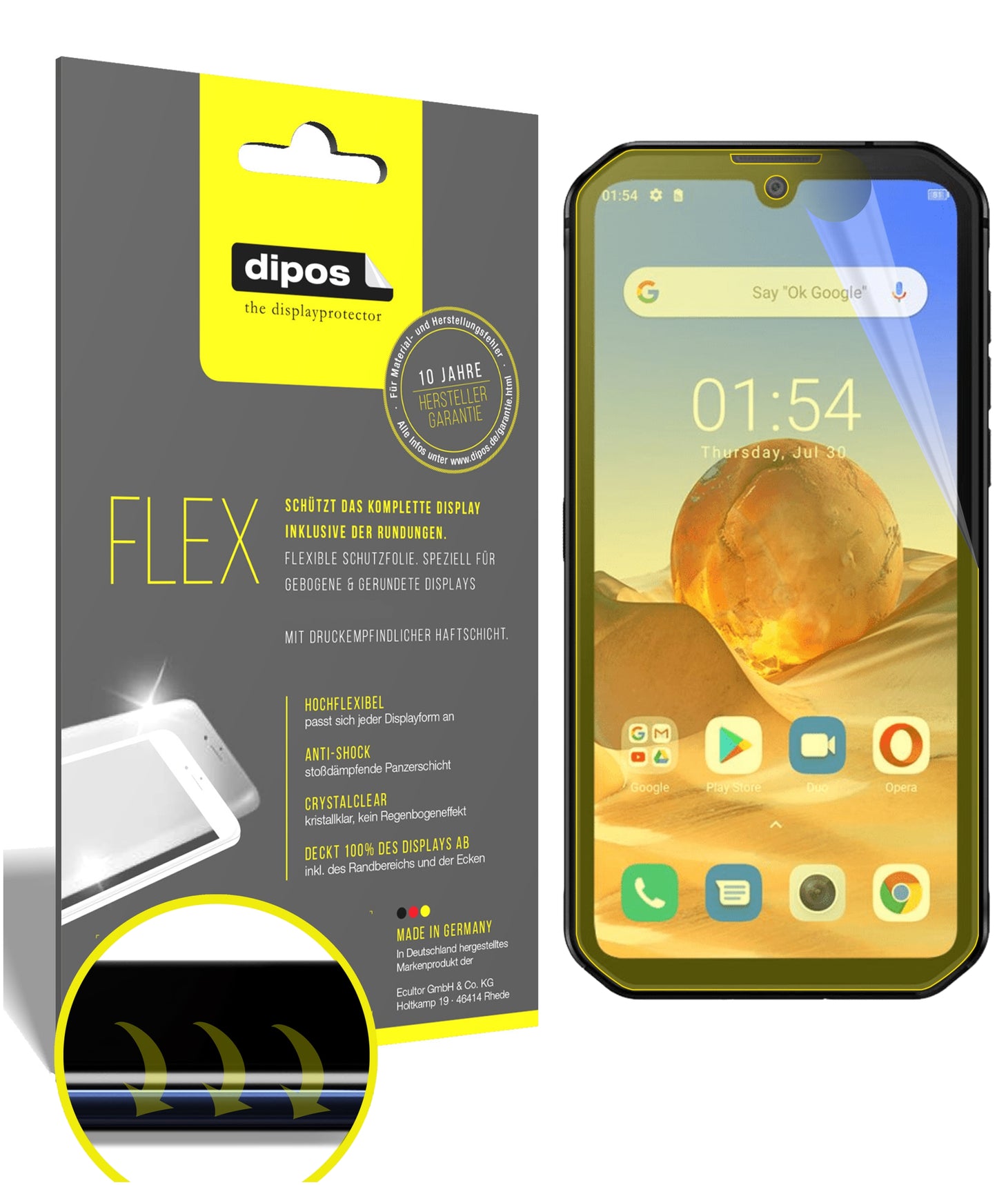 Klare Displayschutzfolie von dipos passend für Blackview BV9900, 100% Displayabdeckung und blasenfreie Montage