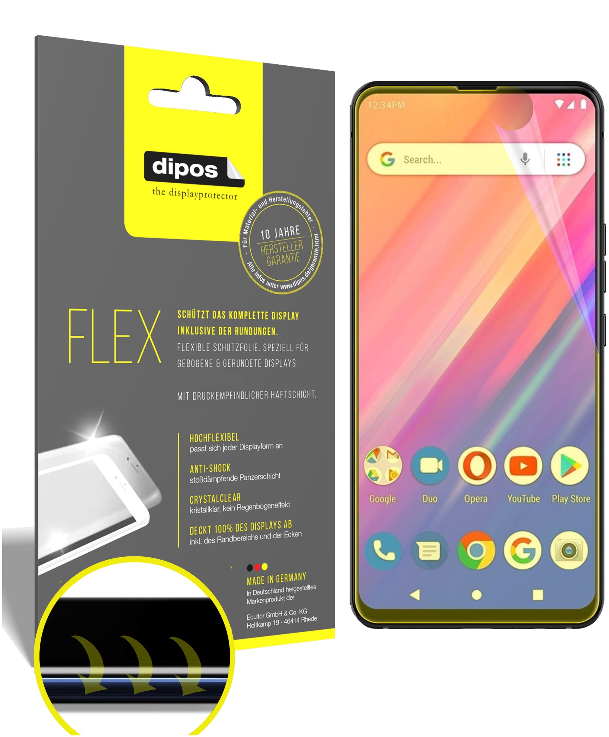 Klare Displayschutzfolie von dipos passend für BLU BOLD N1, 100% Displayabdeckung und blasenfreie Montage