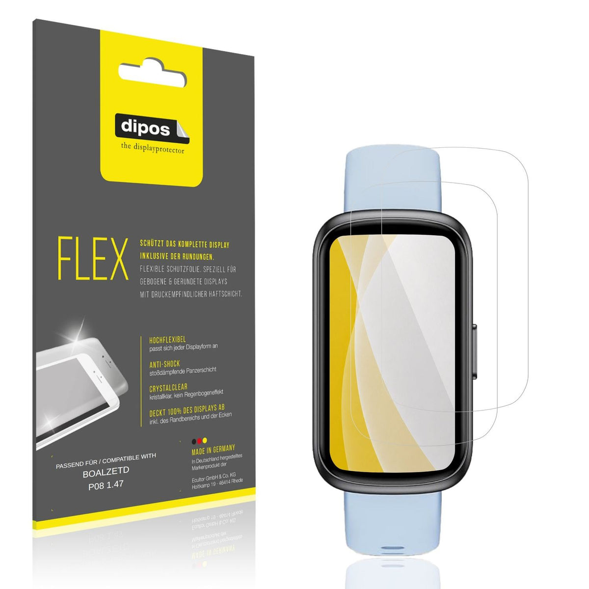 Klare Displayschutzfolie von dipos passend für BOALZETD P08 1.47, 100% Displayabdeckung und blasenfreie Montage