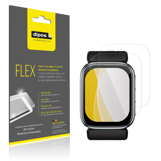 Klare Displayschutzfolie von dipos passend für BP Doctor Blutdruck-Smartwatch, 100% Displayabdeckung und blasenfreie Montage