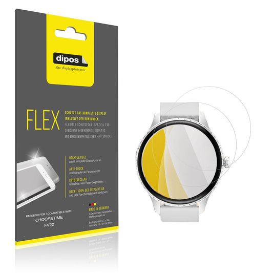 Klare Displayschutzfolie von dipos passend für CHOOSETIME FV22, 100% Displayabdeckung und blasenfreie Montage