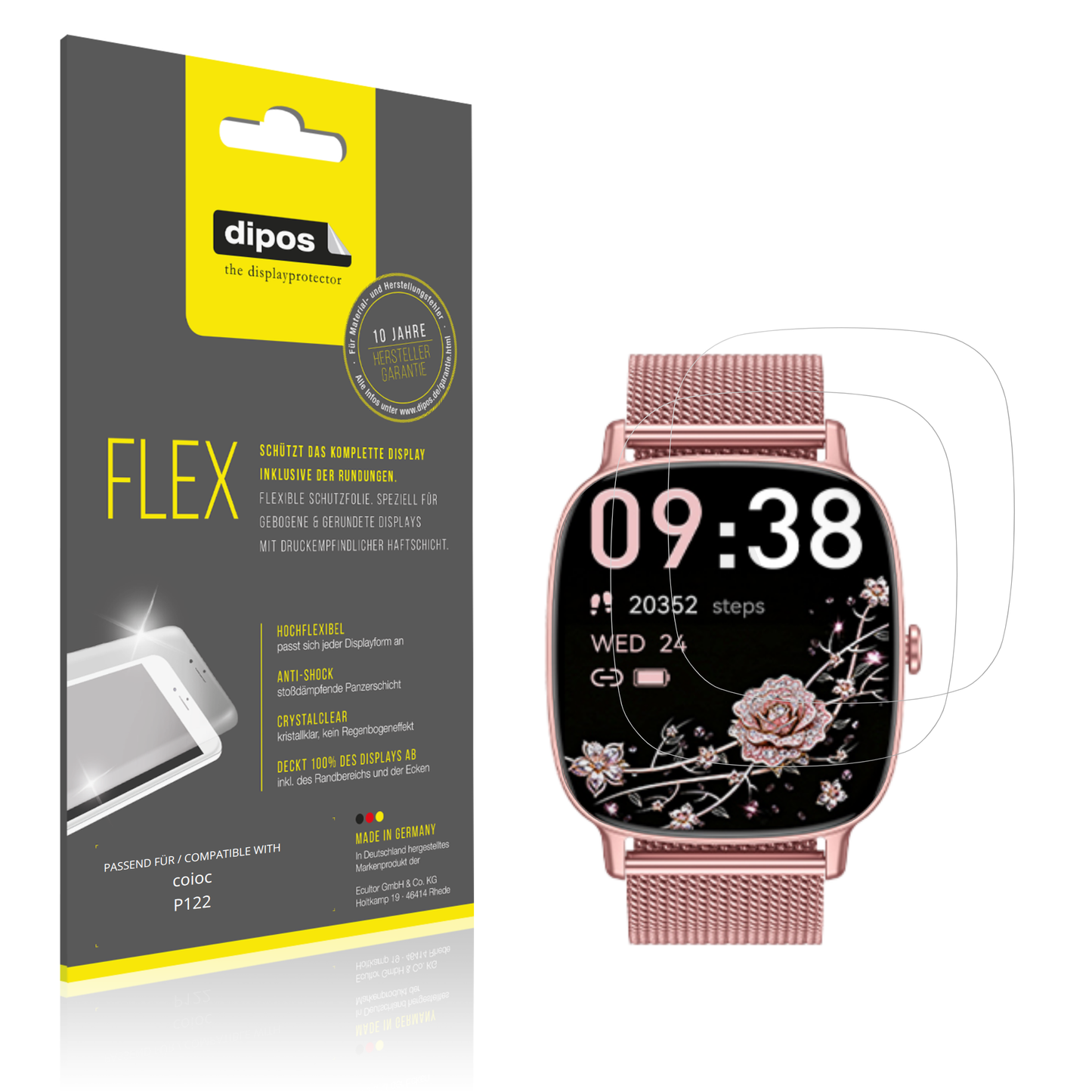 Klare Displayschutzfolie von dipos passend für coioc P122, 100% Displayabdeckung und blasenfreie Montage