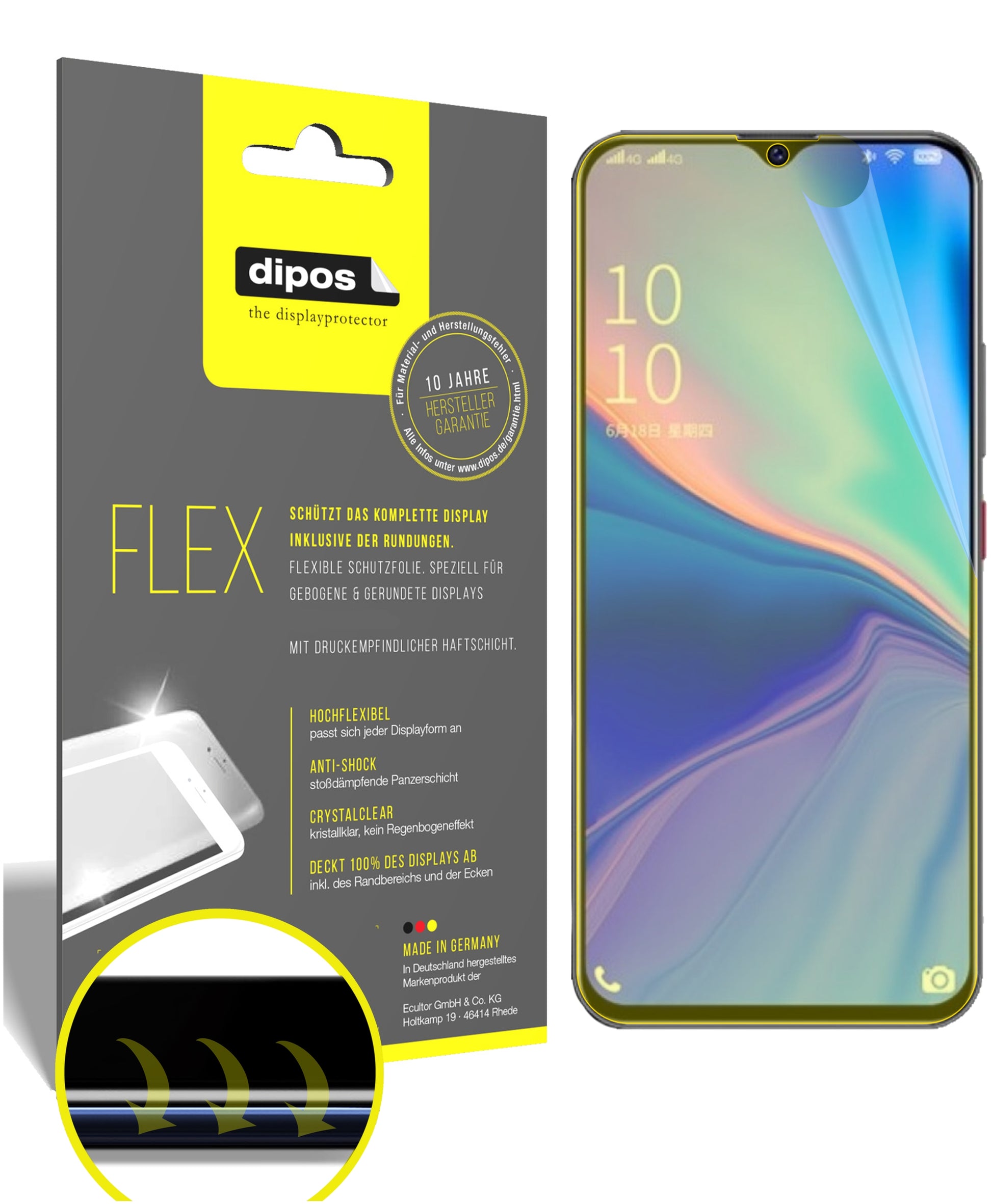 Klare Displayschutzfolie von dipos passend für Coolpad COOL10, 100% Displayabdeckung und blasenfreie Montage