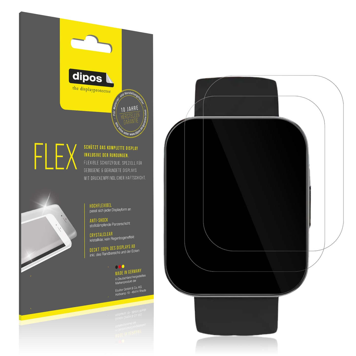 Klare Displayschutzfolie von dipos passend für Dakofied D1, 100% Displayabdeckung und blasenfreie Montage